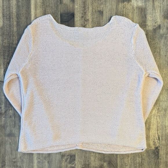 Eileen Fisher Women’s V Neck Heavy Knit Cotton Pullover Sweater Pink Size Large - Picture 10 of 10